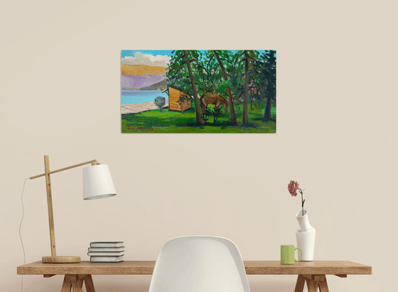 Wood cabin by the lake