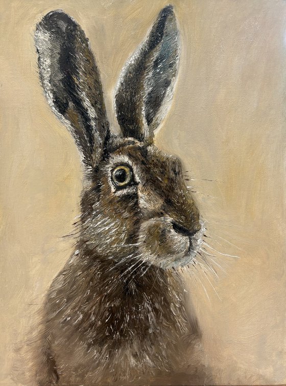 Framed Hare Oil Painting Original Impasto