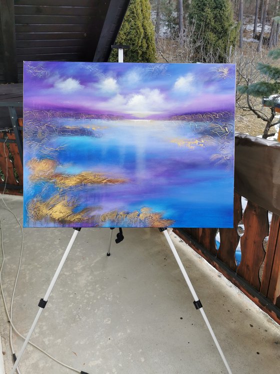 A XL large beautiful modern semi-abstract seascape painting "Miracle moment"