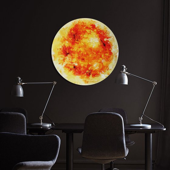The sun /  Plexiglass art object planet planets solar sistem round circle space science blue