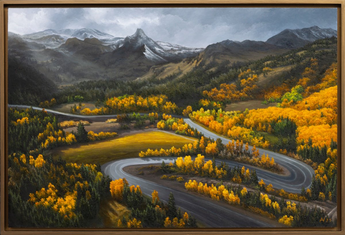 Impressionistic Landscape Oil Painting By Oleksii Vylusk, 37 X 25", Autumn In The Mountains, Original Artwork