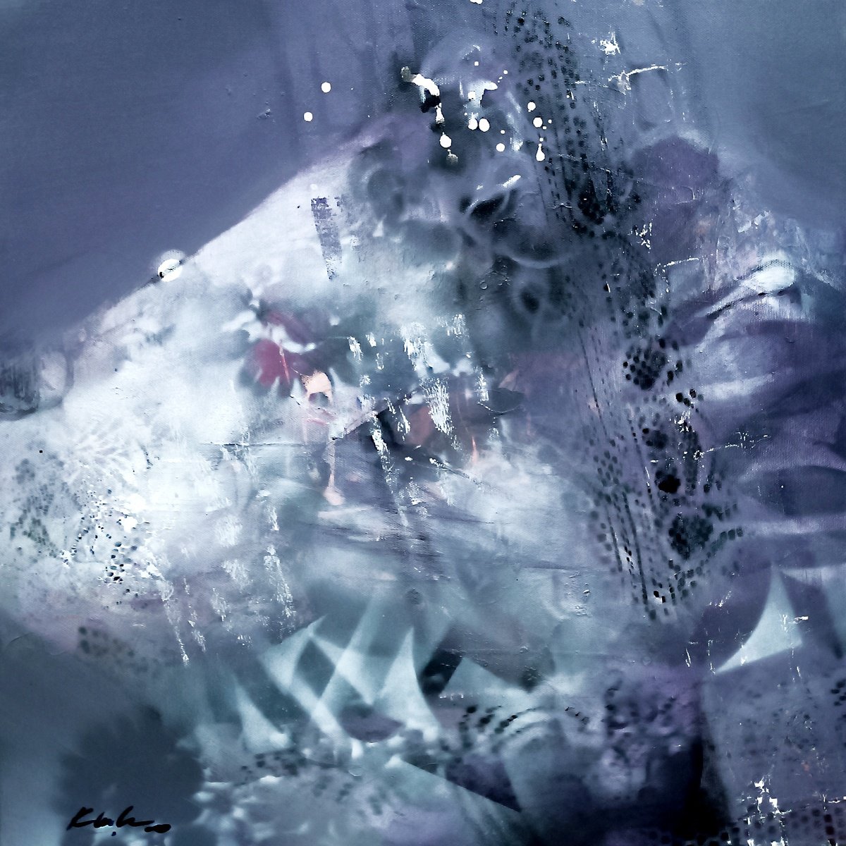 Surrealistic Landscape Acrylic Painting By Kloska Ovidiu, 26 X 26", Script Of Infinite, Original Artwork