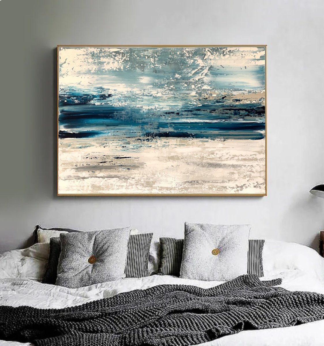 Blue Landscape Gray White Abstract Art. by Marina Skromova