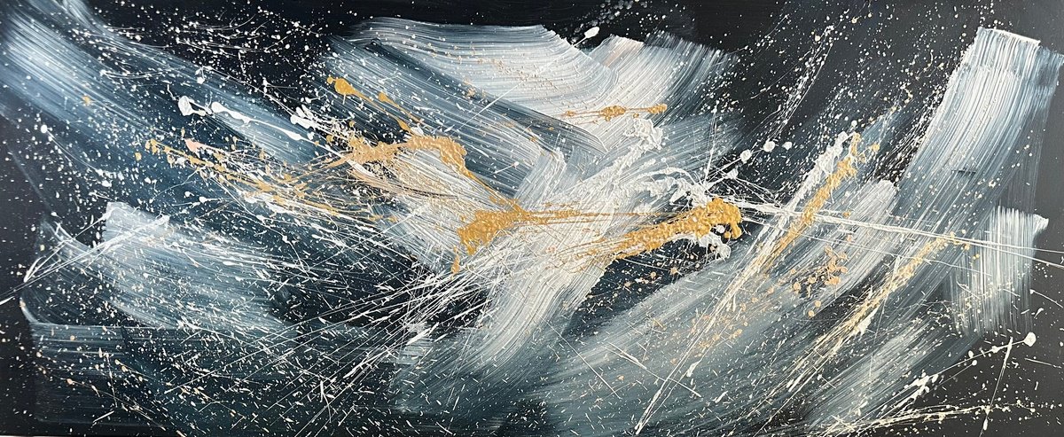 Impressionistic Abstract Acrylic Painting By Alanah Jarvis, 48 X 20, The Breakthrough, Original Artwork