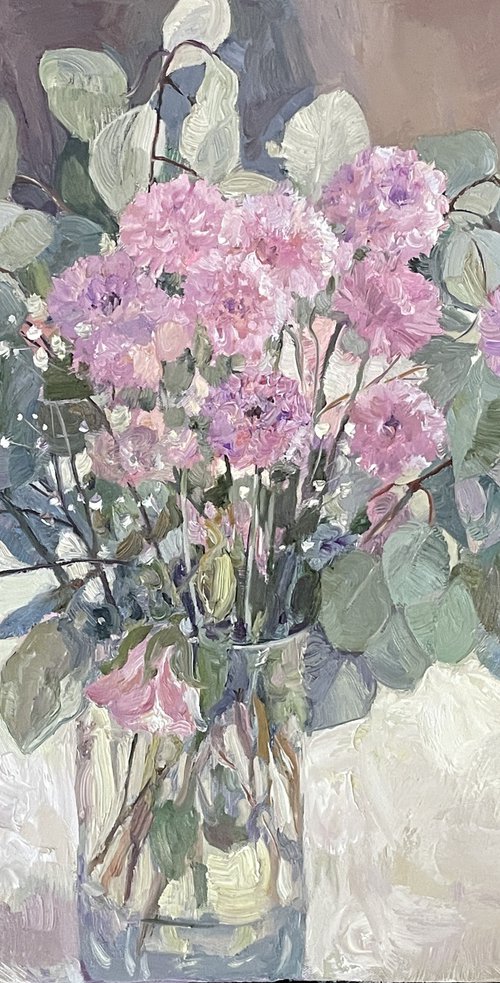 Delicate bouquet in a glass vase by Nadezda Stupina