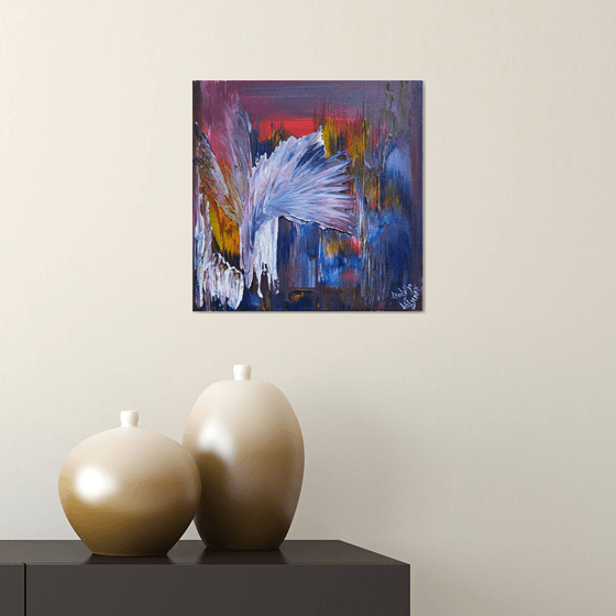 The guardian Angel FREE SHIPPING SPIRITUAL SQUARE PAINTING ABSTRACT READY TO HANG ISABELLE VOBMANN