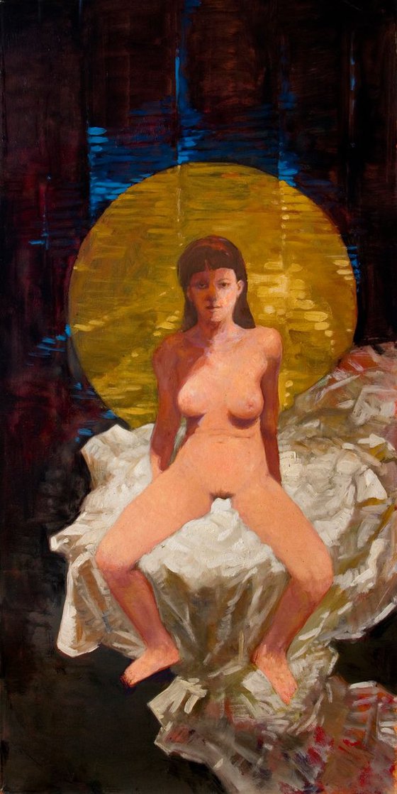 nude woman on drapery