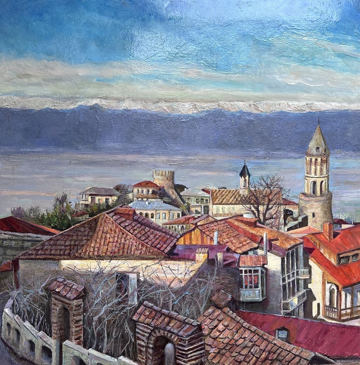 Sighnaghi, View Over Alazani Valley By Zurab Sharvadze, 31 X 31, Artwork For Sale On Artfinder