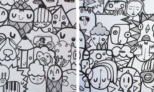 Mono-Crowd - Mural sized artwork by Kev Munday