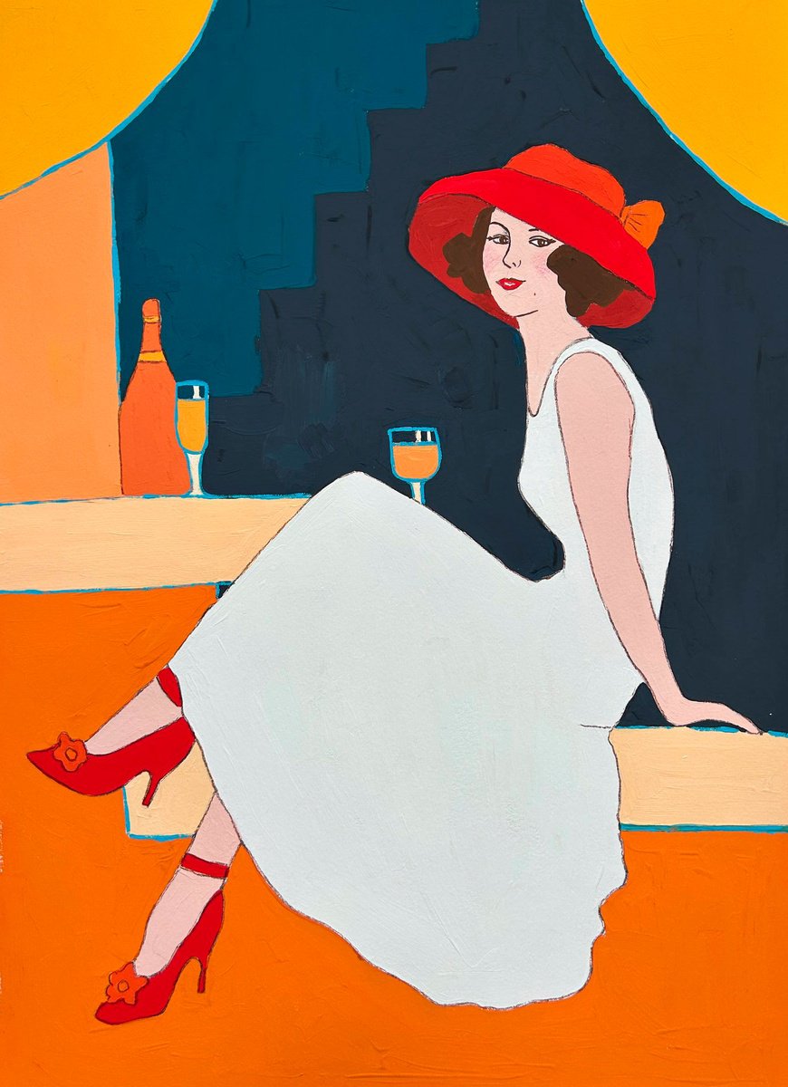 Impressionistic Portrait Painting By Irina Anis, 11 X 16, Party Girl, Original Artwork