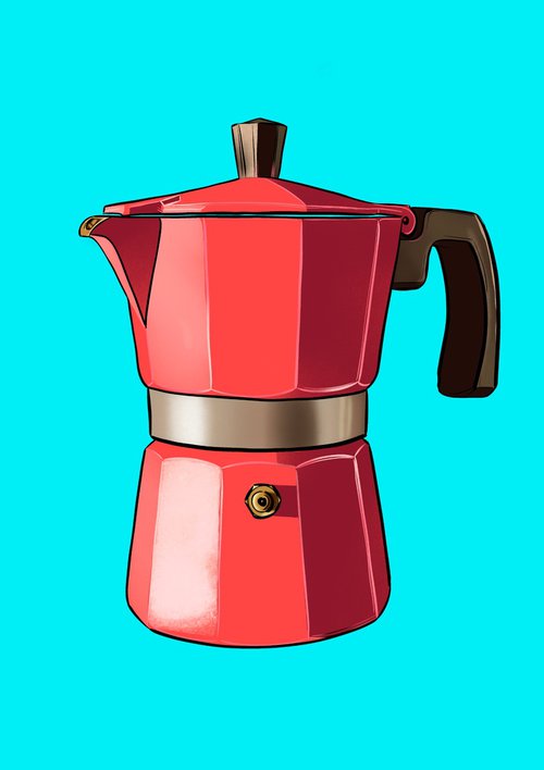 Coffee Pot on Teal by Louis Savage
