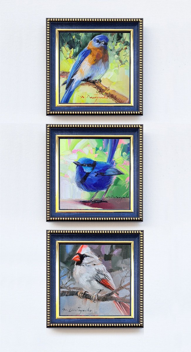 Impressionistic Animal Oil Painting By Nataly Derevyanko, 5 X 5", True Friendship, Original Artwork