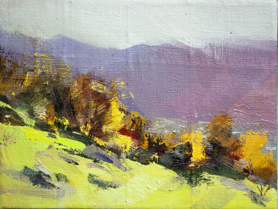 Oil canvas painting oil landscape scene - Autumnal Sketch I