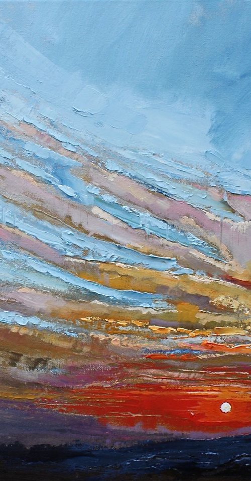 'Wold Sunset 1 Early September' 2017 Original Oil Painting by Simon Jones