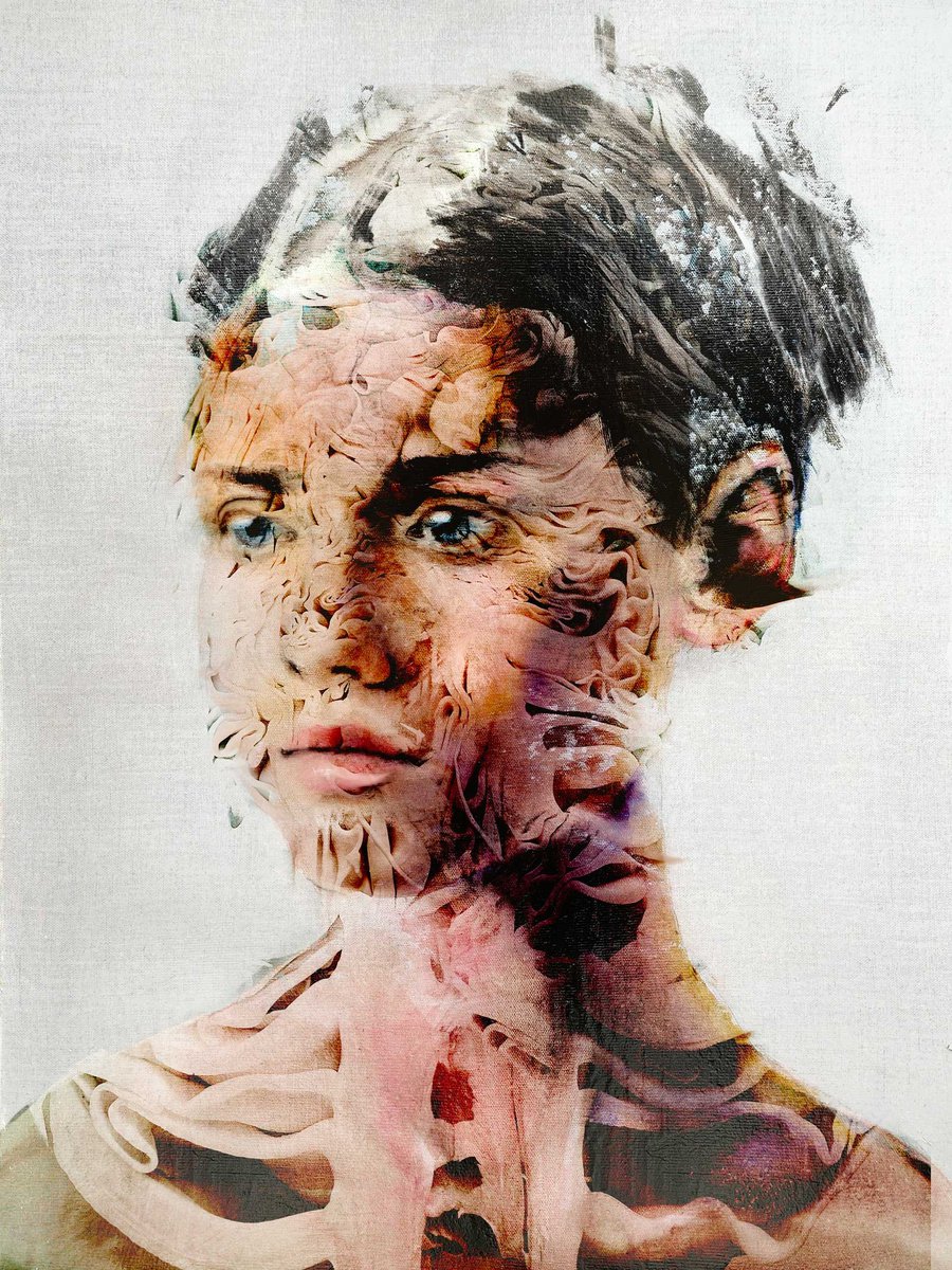 Impressionistic Portrait Acrylic Painting By Dario Moschetta, 24 X 31, Portrait 457.2022, Original Artwork