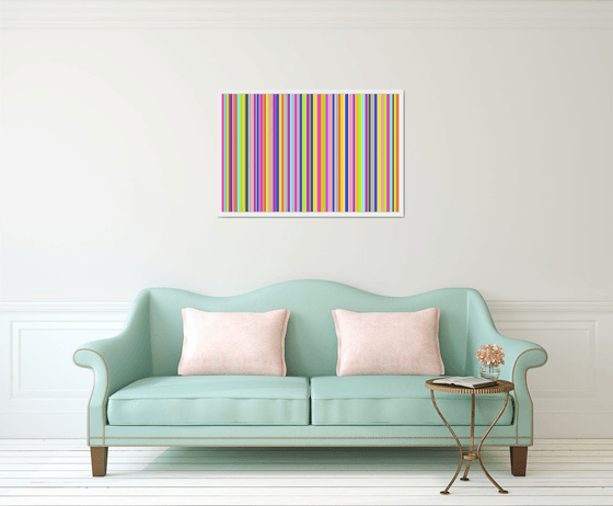 Abstraction art multi-colored yellow pink gray blue stripes