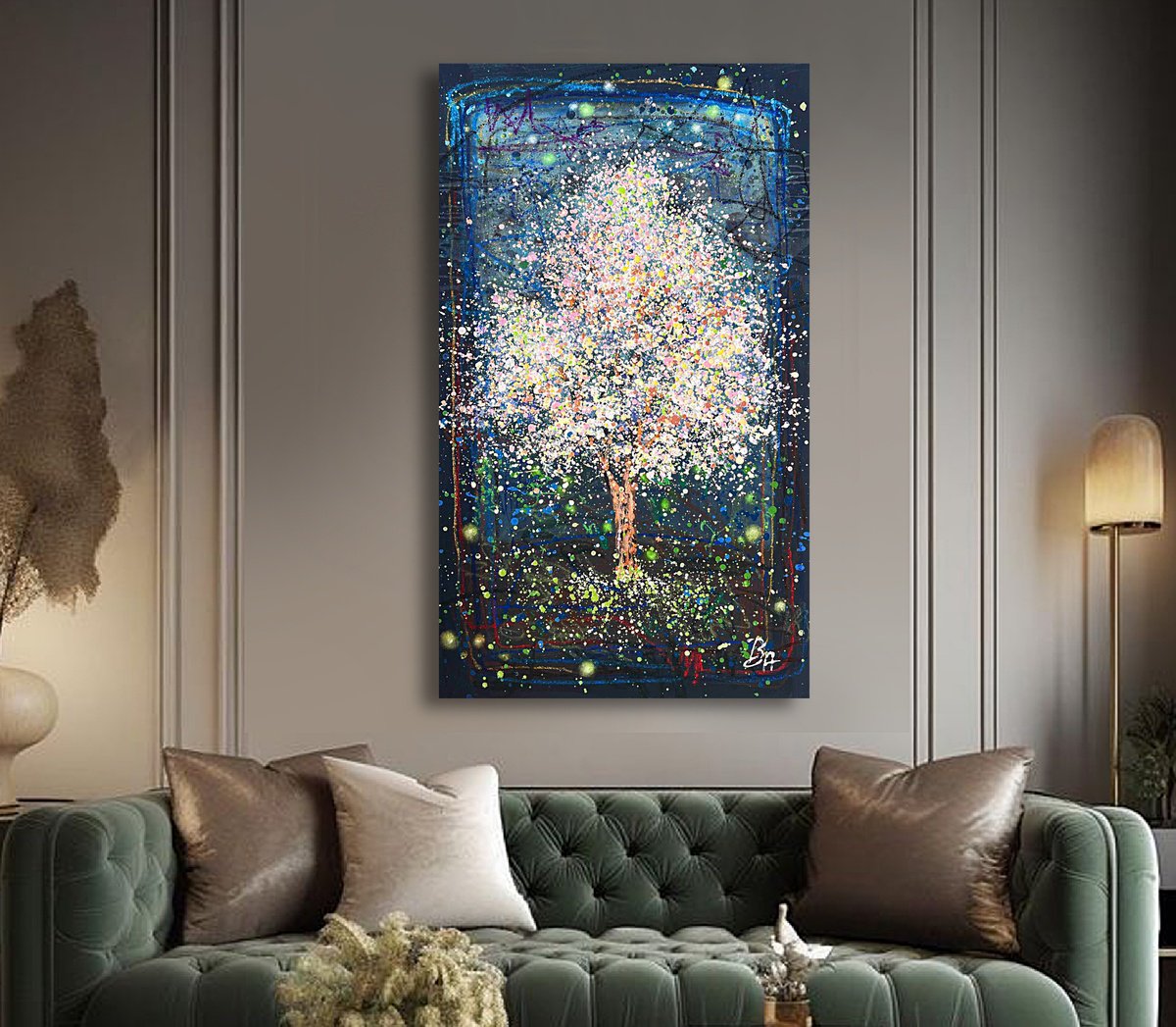 Abstract Acrylic Painting By Bogdana Antoniuk, 28 X 49, The Season Of Blossoms, Original Artwork