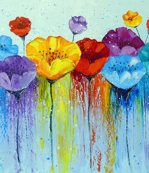 Abstract colorful poppies by Olha Darchuk