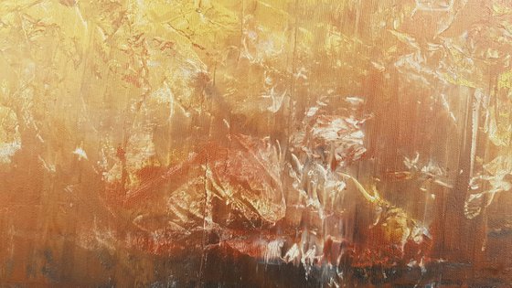 Born again - golden, copper, silver abstract painting