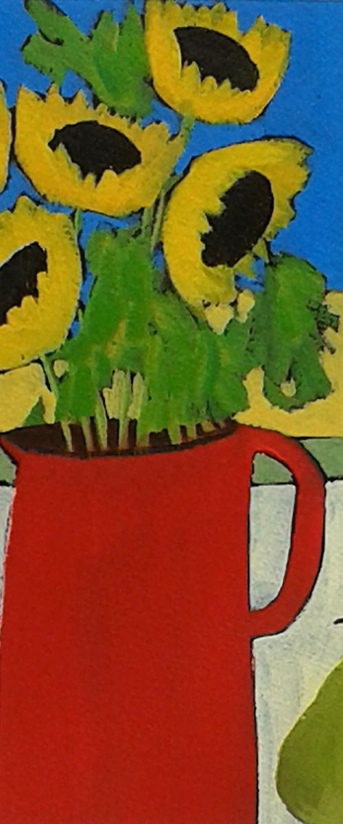 Sunflowers in front of the window by Jan Rippingham