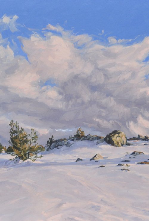 Mount Mézenc in snow, evening clouds by ANNE BAUDEQUIN