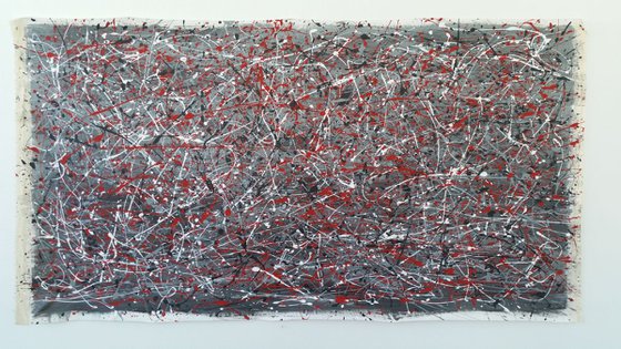 JACKSON POLLOCK STYLE ABSTRACT ACRYLIC PAINTING ON CANVAS BY M. Y.