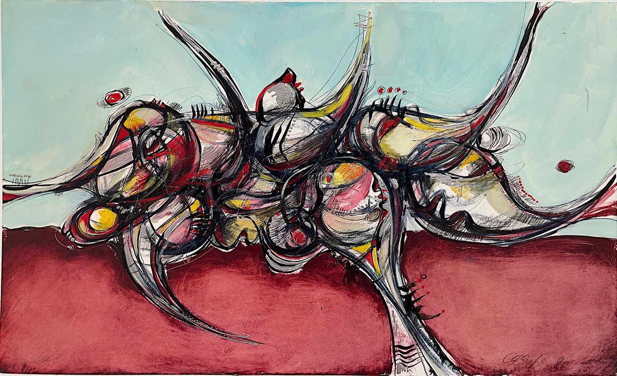 Abstract Oil Painting By Gor Avetisyan, 20 X 12, Emotional Creativity, Original Artwork