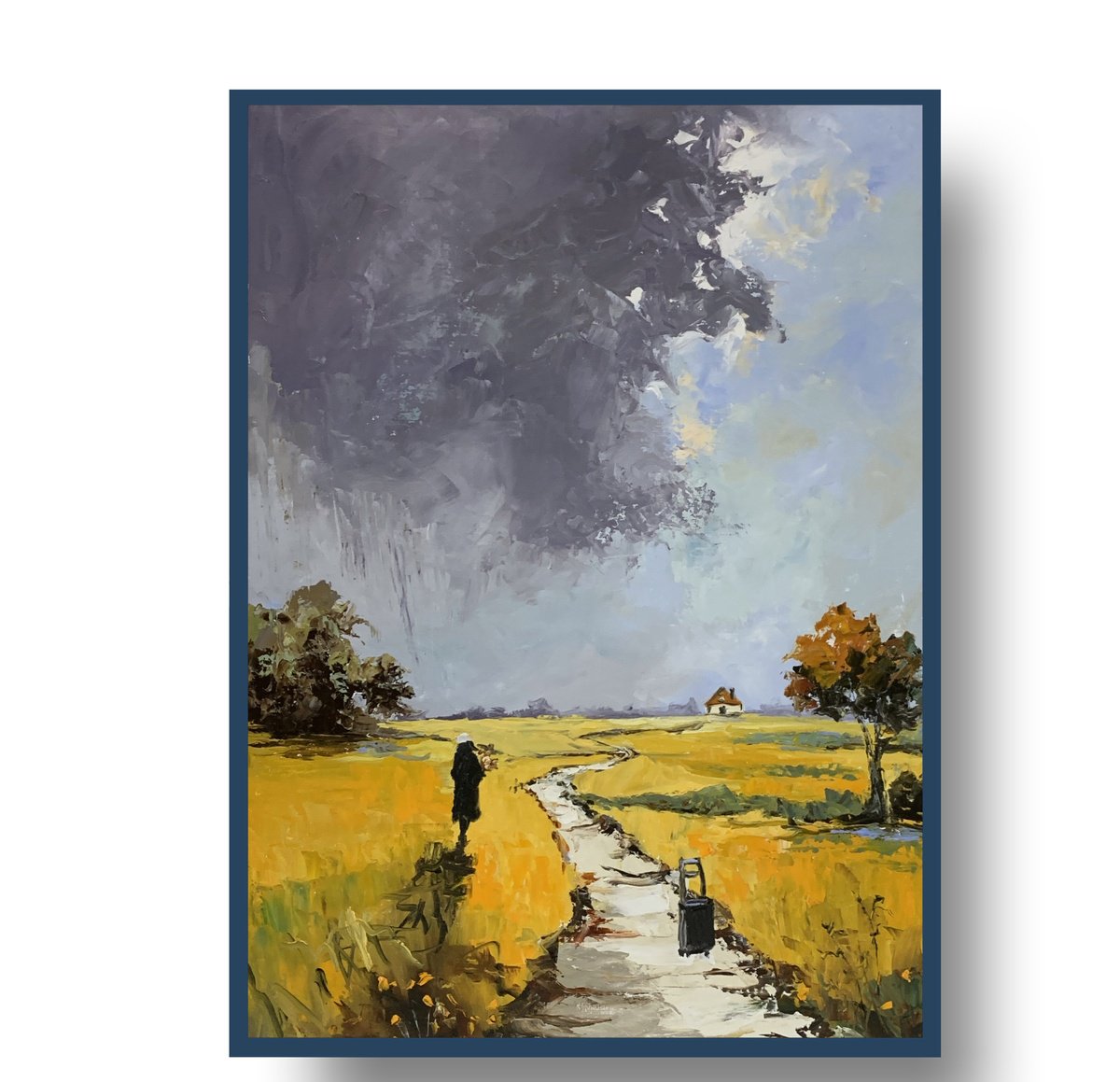 Expressive Landscape Oil Painting By Vita Schagen, 20 X 28", Homecoming Journey., Original Artwork