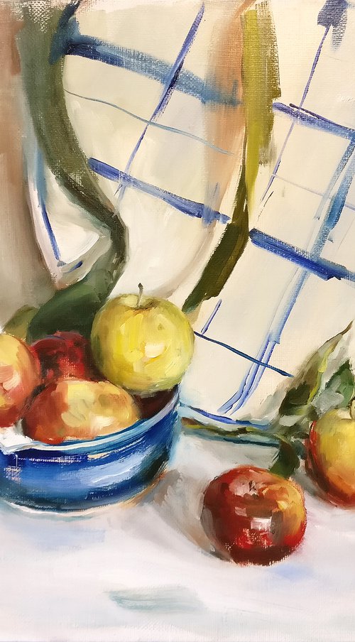 Still life with Berlin's plate and apples by Leonid Plekhanov