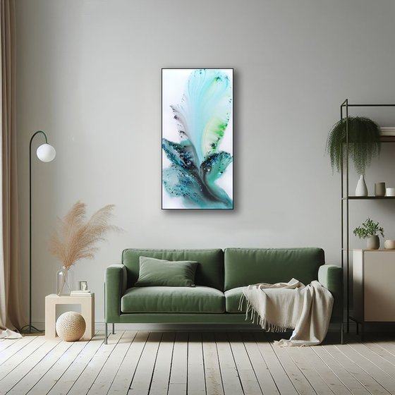 Nature 566 — Abstract Teal Surge