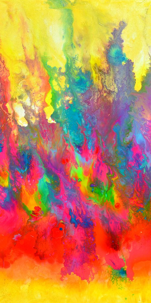 FUGUE - Colourful Large Abstract Painting - XXL Ready to Hang Hotel and Restaurant Wall Decoration by Soos Tiberiu