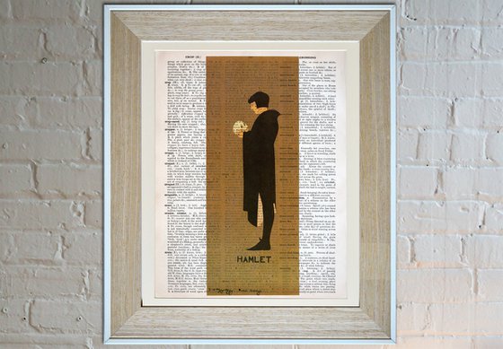 Hamlet - Collage Art Print on Large Real English Dictionary Vintage Book Page