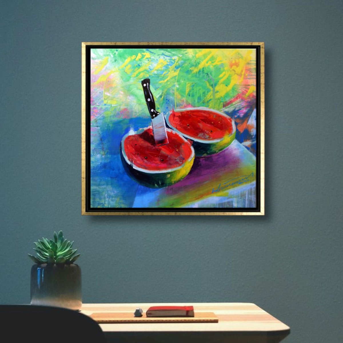 ’TWO HALVES OF WATERMELON’ - Acrylics Painting on Canvas by Ion Sheremet