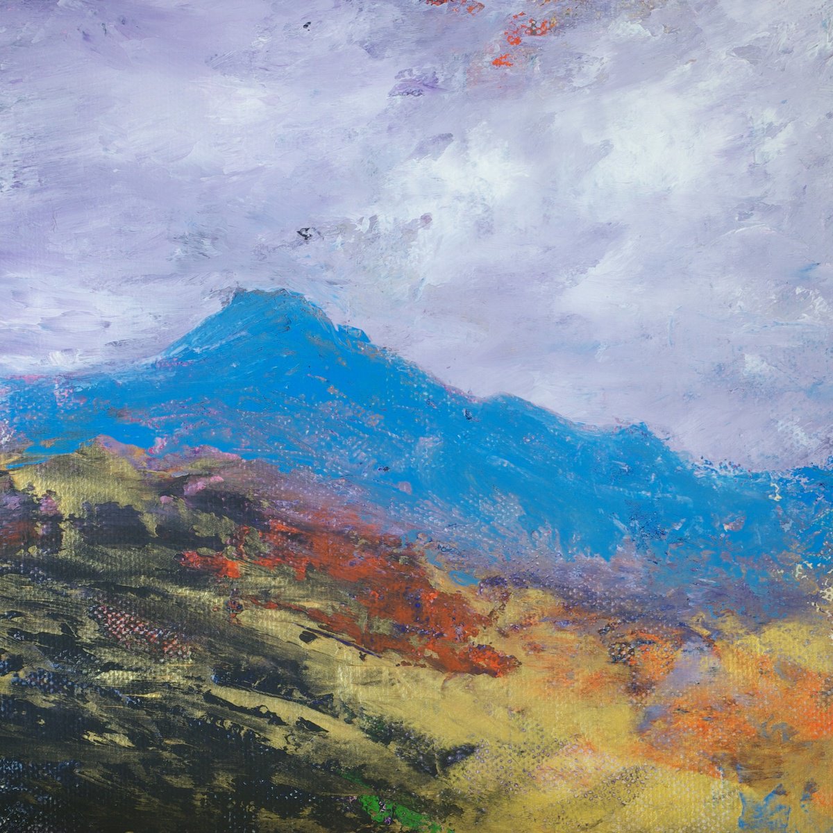 Impressionistic Landscape Acrylic Painting By Oconnart, 10 X 10", Summer Among The Hills, Original Artwork