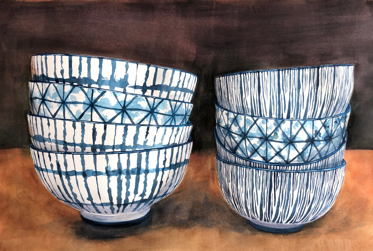 Blue bowls by Krystyna Szczepanowski