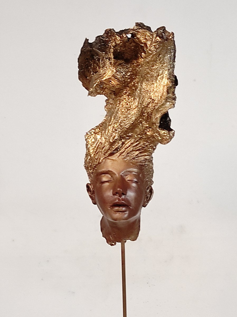 Surrealistic Portrait Sculpture By Elena Kraft, 8 X 20, Midas, Original Artwork