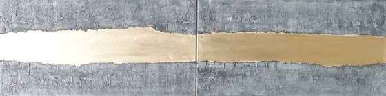 steel gold stripe painting A244 Vertical long  50x200x2cm decor  original abstract art Large paintings stretched canvas acrylic art industrial metallic textured wall art