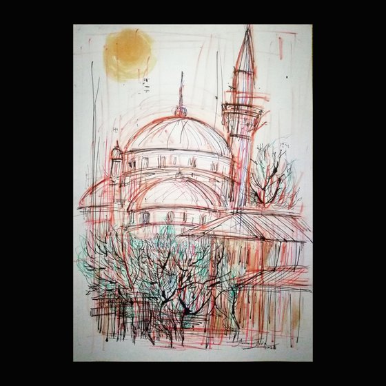 Şişli Mosque, Drawing on paper