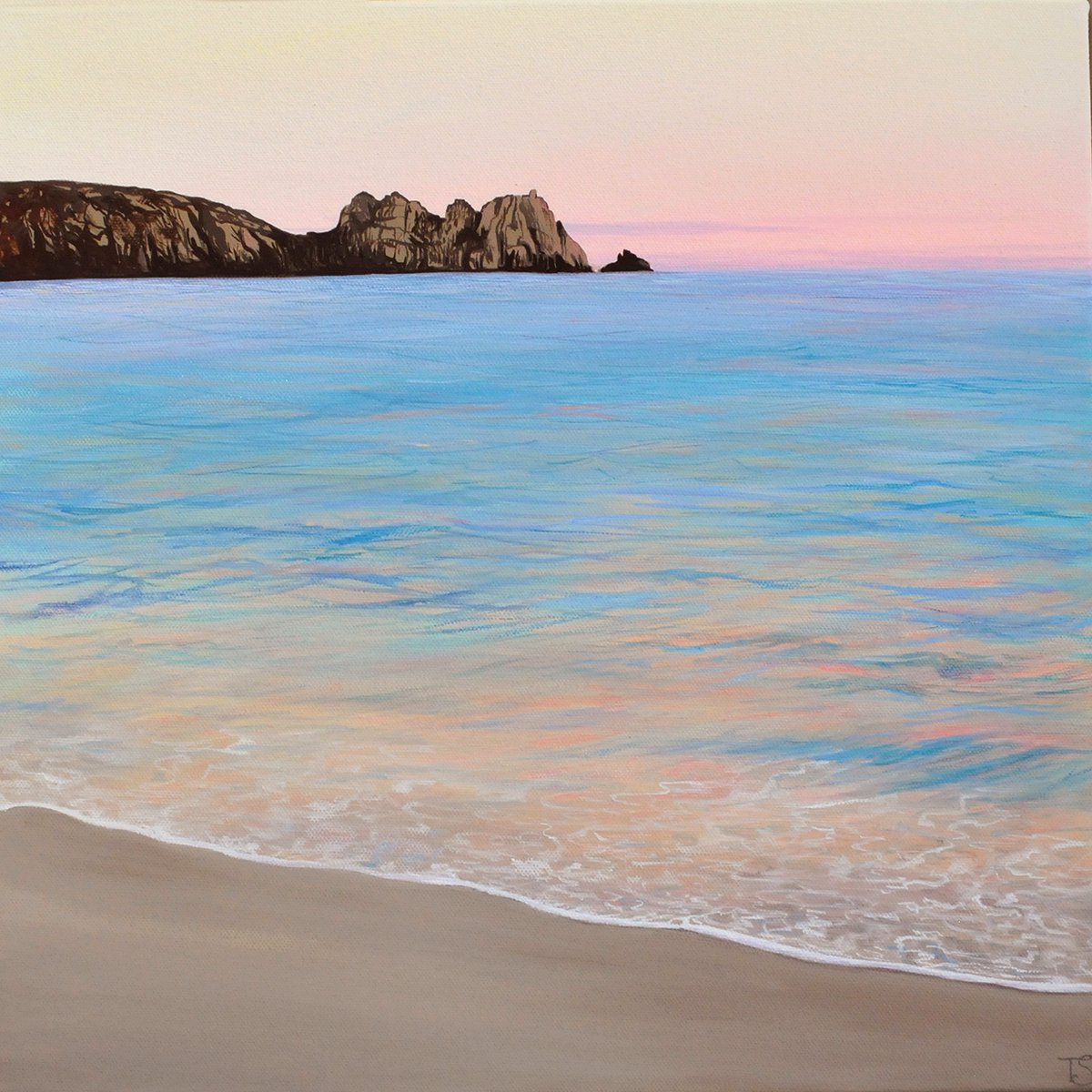 Impressionistic Landscape Acrylic Painting By Theresa Shaw, 17 X 17", Sea Dreams, Original Artwork