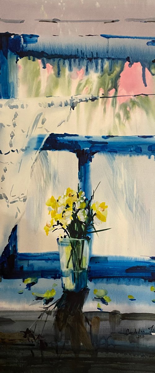 Sold Watercolor “Perfume at the window” perfect gift by Iulia Carchelan
