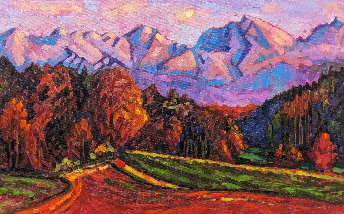 Impressionistic Landscape Oil Painting By Irinagoldenfish, 22 X 14, Autumn In The Mountains, Original Artwork