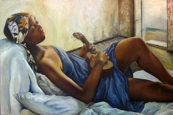 Ms Gisele's Ukelele Original Oil  on canvas 24"x36"