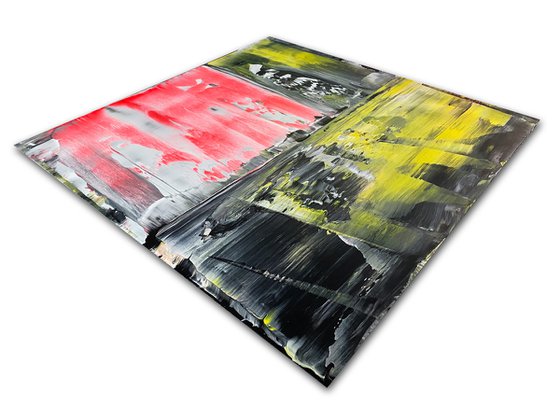 "The Reckoning" - Save As A Series - Original PMS Large Abstract Triptych Acrylic Paintings On Plexiglass and Gallery Wrap Canvas, Framed - 80" x 35"