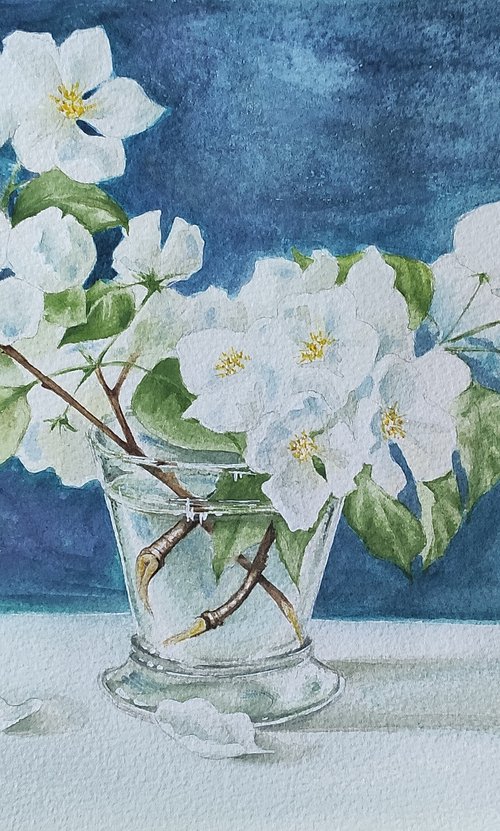 Apple tree blossom. Watercolor painting by Svetlana Vorobyeva by Svetlana Vorobyeva
