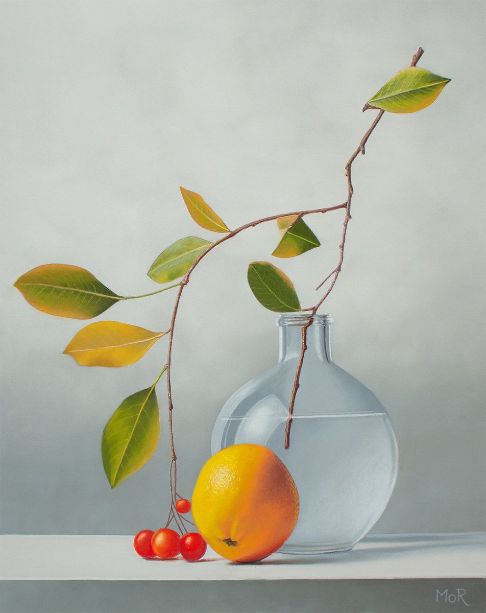 Photorealistic Still Life Pastel Drawing By Dietrich Moravec, 16 X 20, Breath Of Light, Original Artwork