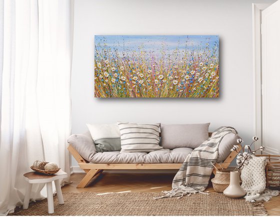 Summer Daisies - wildflower meadow painting