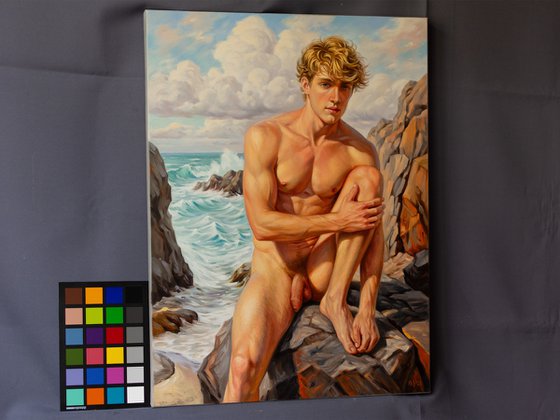 ROMANTIC MOOD (NUDE MAN ON THE BEACH)