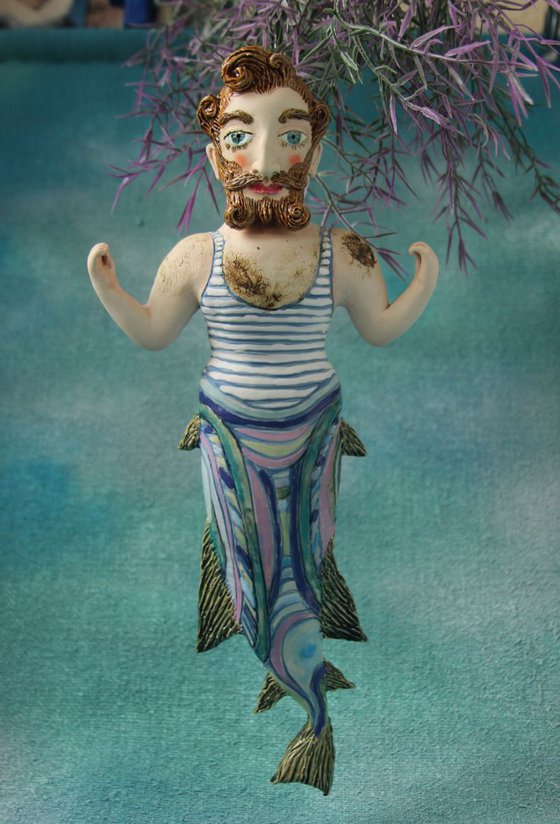 Hipster Merman,  Wall sculpture by Elya Yalonetski.