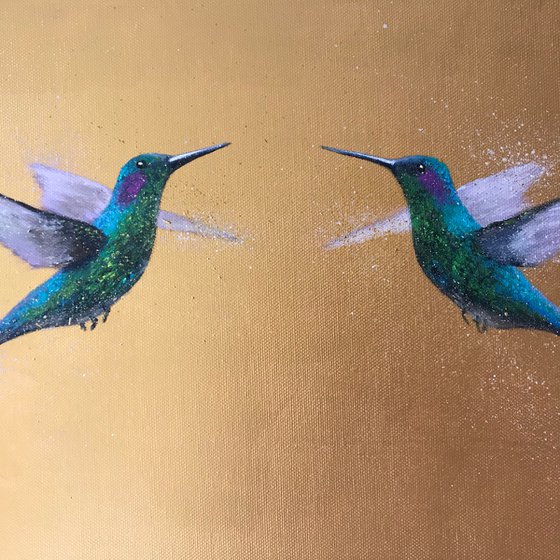 The Two Of Us ~ Hummingbirds on Gold