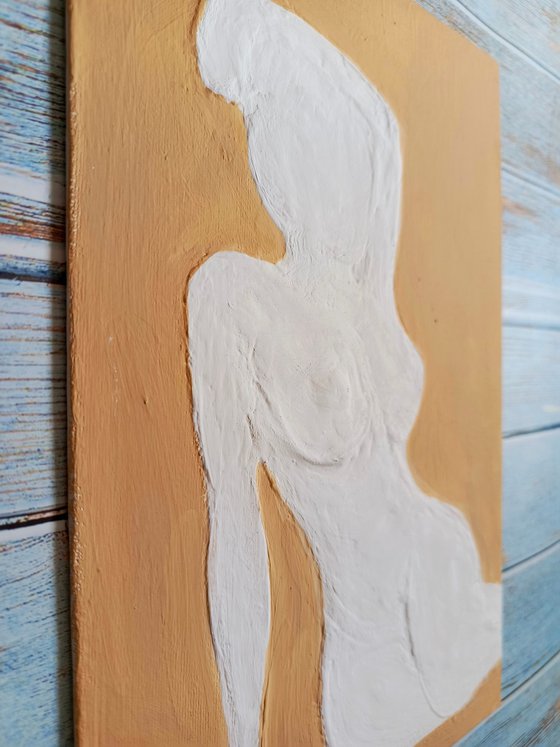 Minimalistic art Base relief Nude woman figure
